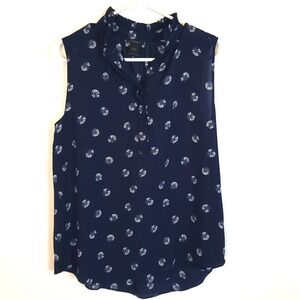 Ann Taylor Factory Blue Printed Sleeveless Blouse size Small